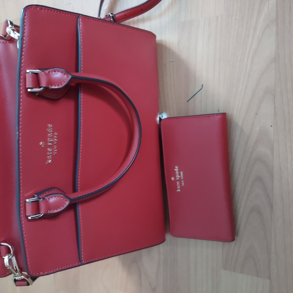 Kate Spade Red Leather Satchel with Gold Hardware